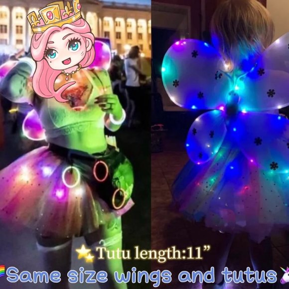 LED Rainbow Sparkle Tutu 4 Layer Light Up Tutu Rainbow Sparkle tutu Fairy Tutu - Picture 5 of 12